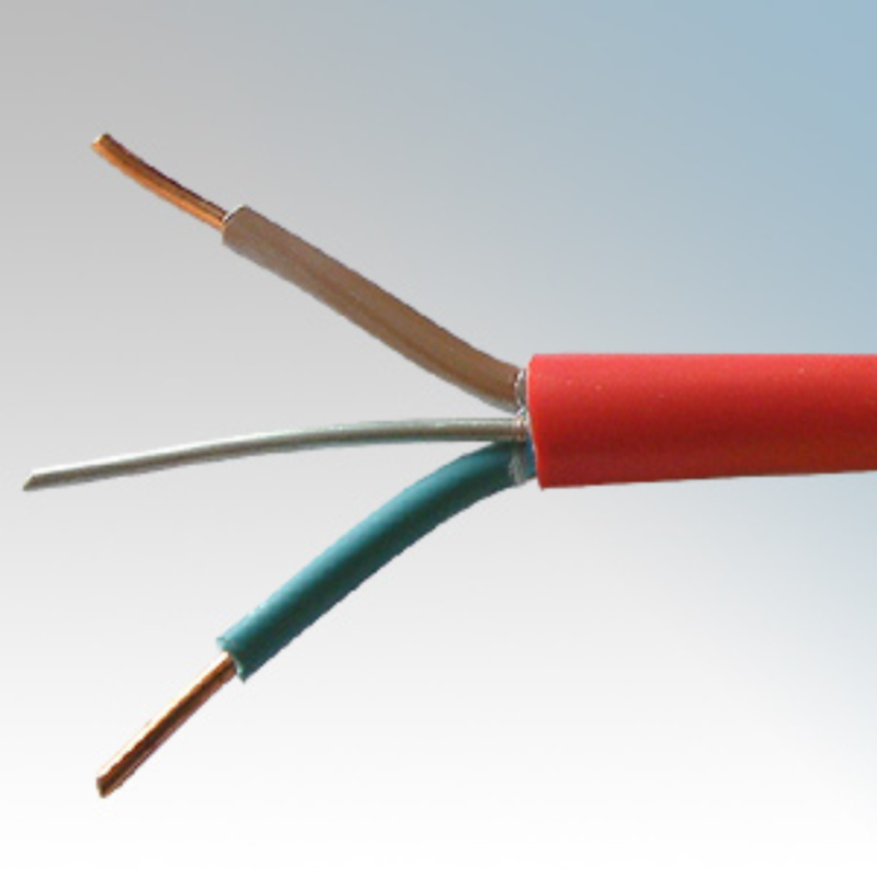 2_core_earth_1.5mm_red_fire_resistant_cable_500mt_reel_ 2 Core+Earth 1.5mm Enhanced Fire Resistant Cable (100mt reel) Red - Image 1