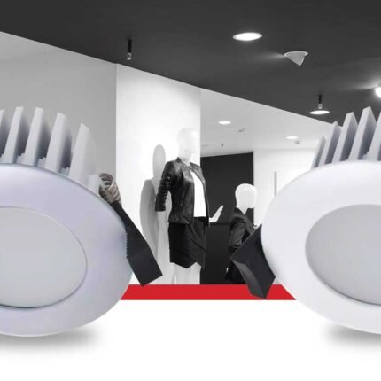 Available in white or silver finish the Prelux Lena dimmable downlight is a versatile fitting for both domestic and commercial environments. With an IP44 protection rating the Lena is suitable for tougher environments.