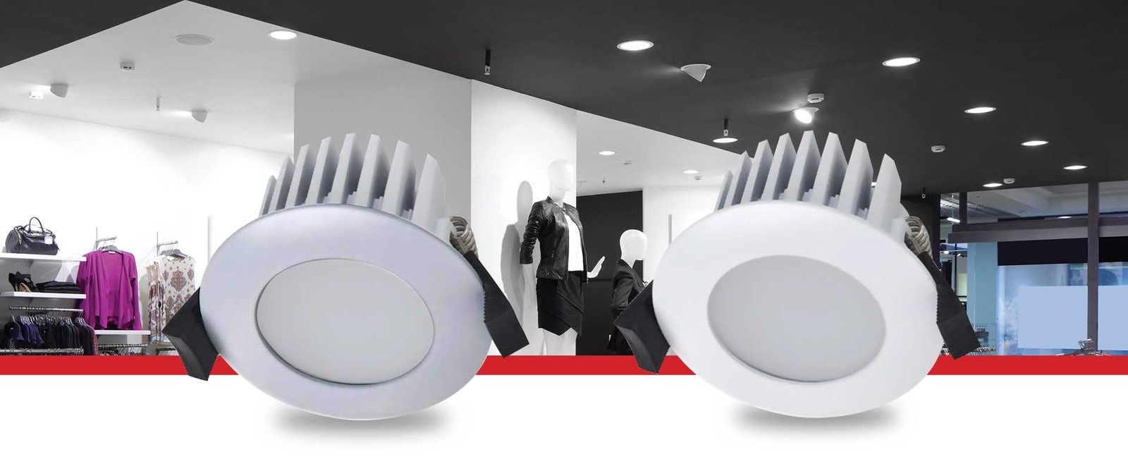 Lena-LED-Downlight-Banner-2 (1) Available in white or silver finish the Prelux Lena dimmable downlight is a versatile fitting for both domestic and commercial environments. With an IP44 protection rating the Lena is suitable for tougher environments.