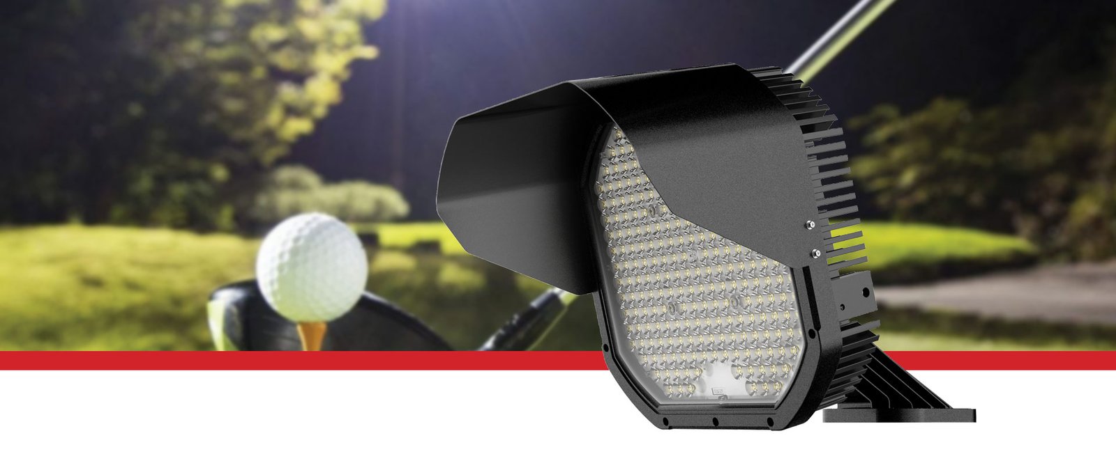 Stadium-Flood-Banner Prelux Stadium LED Sports Flood Lighting • High lumen efficacy up to 130Lm/W • Cold forged for superior temperature management • Available in 10 or 30 degree beam angles • IP66 protection rating • 5 years warranty
