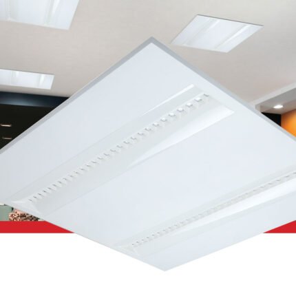 Prelux Stella LED panel provides an exceptionally efficient 110Lm/W making it an ideal replacement for traditional 3x24W HO T5 and 3x18W T8 fluorescent louver luminaries, and side lit LED panel light Stella ensures optimum light distribution and full glare control in compliance with the latest office lighting (UGR